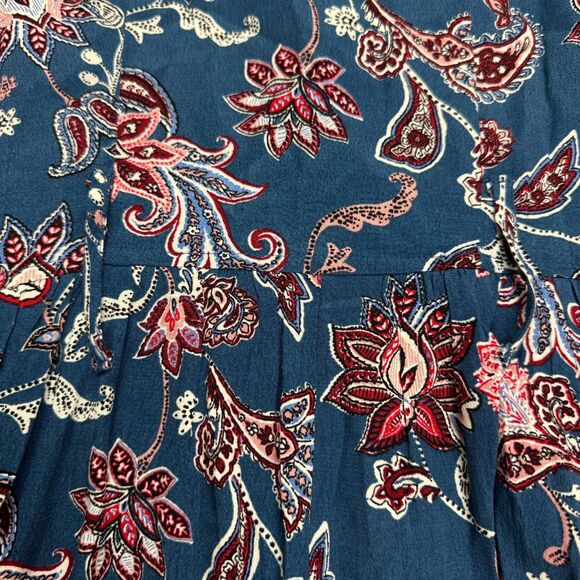 Neiman Marcus Paisley Floral A-Line Midi Dress Women Medium Button Down Collared - Picture 5 of 15